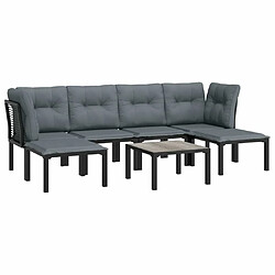 Avis Maison Chic Salon de jardin 7 pcs - Table et chaises d'extérieur - Mobilier/Meubles de jardin Moderne noir et gris résine tressée -MN20863