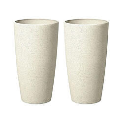 Beliani Lot de 2 cache-pots en pierre beige 31 x 31 x 58 cm ABDERA