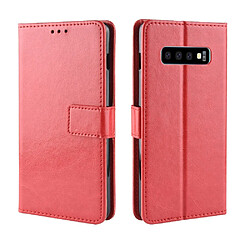 Wewoo Étui en cuir à rabat horizontal Retro Crazy Horse Texture pour Galaxy S10 (5G), avec support, fentes pour cartes et cadre photo (rouge)