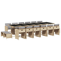 vidaXL Ensemble à manger de jardin et coussins 17 pcs mélange beige