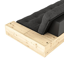 Inside 75 Canapé lit futon BASE bleu pétrole 130cm dossiers noirs et accoudoirs coffres pas cher