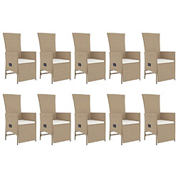 Avis vidaXL Ensemble à manger de jardin et coussins 11 pcs beige poly rotin