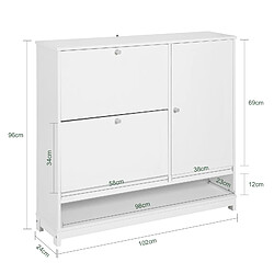 Avis SoBuy FSR114-W Armoire à Chaussures Commode à Chaussures avec 2 abattants, 1 Porte et 1 Compartiment Ouvert