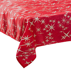 Feeric Lights And Christmas Nappe étoiles de Noël Caneva - L. 140 x l. 360 cm - Rouge et argent