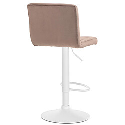 Avis Decoshop26 Tabouret de bar chaise haute x 1 avec coutures décoratives carrées assise en velours marron pieds en métal blanc 10_0005335