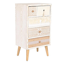 Pegane Chiffonnier, meuble de rangement en bois de sapin coloris blanc, naturel - Longueur 48 x Profondeur 35 x hauteur 89 cm