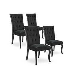 NC Lot de 4 chaises capitonnées Chaza Velours Noir