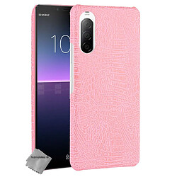 Htdmobiles Coque rigide simili cuir crocodile pour Sony Xperia 10 II + film ecran - ROSE