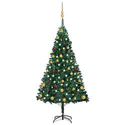 vidaXL Arbre de Noël artificiel pré-éclairé et boules vert 150 cm PVC