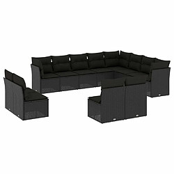 Maison Chic Salon de jardin 12 pcs avec coussins | Ensemble de Table et chaises | Mobilier d'Extérieur noir résine tressée -GKD64960