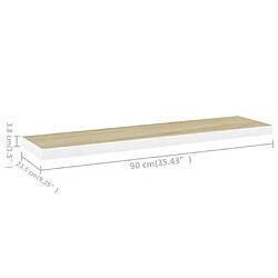 vidaXL Étagère flottante murale Chêne et blanc 90x23,5x3,8 cm MDF pas cher