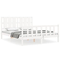 Maison Chic Cadre/structure de lit avec tête de lit pour adulte - Lit Moderne Chambre blanc King Size bois massif -MN43894