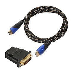 Wewoo Câble noir 1.8 m HDMI 1.4 Version 1080P Tissé Net Ligne Bleu Tête HDMI Mâle à HDMI Audio Vidéo Connecteur Adaptateur avec DVI Set