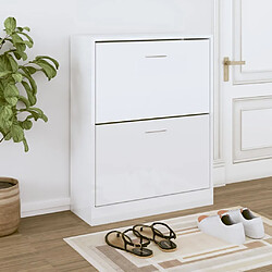 Maison Chic Armoire à chaussure,Meuble à Chaussures Blanc brillant 63x24x81 cm Bois ingénierie -MN64345