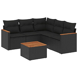 Maison Chic Salon de jardin 6 pcs avec coussins | Ensemble de Table et chaises | Mobilier d'Extérieur noir résine tressée -GKD40220