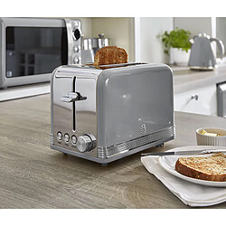 Retro Set Petit-Déjeuner Bouilloire 1,8L Sans fil, Grille-Pain 2 Larges Tranches, 850, Gris, SWAN, STP7050GRNEU