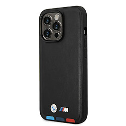 Avis Cg Mobile BMW Coque pour iPhone 14 Pro en noir avec lignes inférieures tricolores, collection M, étui de protection lisse avec encliquetage, absorption des chocs et logo signature