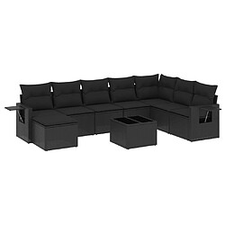 Maison Chic Ensemble Tables et chaises d'extérieur 9 pcs avec coussins,Salon de jardin noir résine tressée -GKD154055