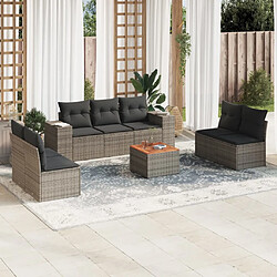 vidaXL Salon de jardin 8 pcs avec coussins gris résine tressée