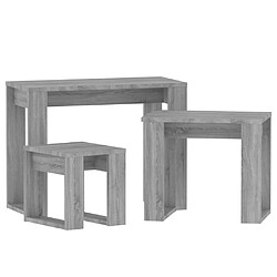 Acheter vidaXL Tables gigognes 3 pcs Sonoma gris Bois d'ingénierie