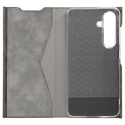 Avizar Housse pour Samsung Galaxy S24 Clapet Porte-carte Éco-cuir Nappa Gris