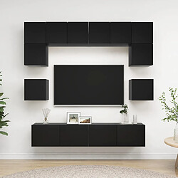 vidaXL Ensemble de meuble TV 8 pcs Noir Bois d'ingénierie