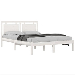 Avis Vidaxl Cadre de lit Blanc Bois massif 135x190 cm Double