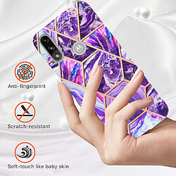 Coque en TPU 2,0 mm, coins renforcés, motif marbre IMD électroplaqué violet foncé pour votre Motorola Moto E7 Power/Moto E7i Power