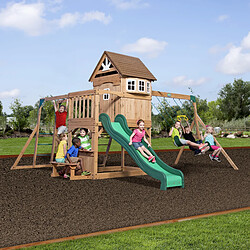 Acheter Backyard Discovery Montpelier | Aire de Jeux en bois avec Balançoires, Toboggan Mur d'Escalade et Banc | Balancoire Exterieur avec Toboggan, Portique Balancoire Exterieur