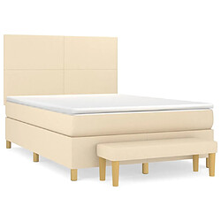 vidaXL Sommier à lattes de lit avec matelas Crème 140x190 cm Tissu