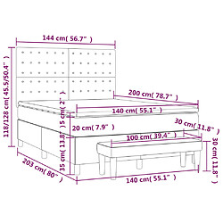 vidaXL Sommier à lattes de lit avec matelas Gris 140x200 cm Similicuir pas cher