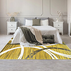 Thedecofactory UNDERGOOD ARCHY - Tapis effet laineux motifs arches jaune et gris 120x170 pas cher