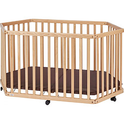 TISSI Parc Playpen bois naturel avec matelas