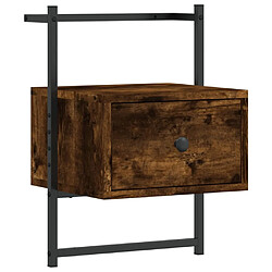 Maison Chic Table de chevet murale,Table de nuit chêne fumé 35x30x51 cm cm -MN45445