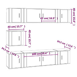 vidaXL Ensemble de meubles TV 7 pcs Blanc brillant Bois d'ingénierie pas cher