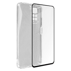 Avizar Coque pour Xiaomi Redmi Note 11 Pro 5G Silicone Transparent et Verre Trempé Noir