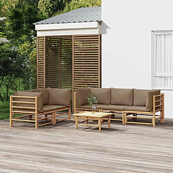 Maison Chic Salon de jardin 6 pcs + coussins - Mobilier/Meubles de jardin - Table et chaises d'extérieur taupe bambou -MN50325