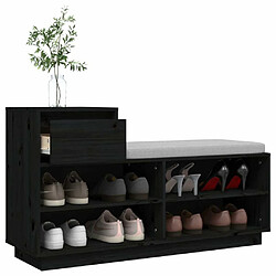 Maison Chic Armoire à Chaussures Noir,Meuble de Rangement à Chaussures 110x34x61 cm Bois de pin massif -MN62072 pas cher