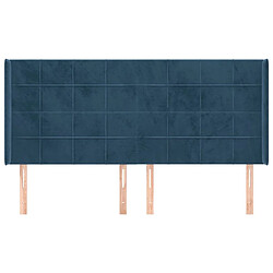 Avis Maison Chic Tête de lit moderne avec oreilles pour chambre - Décoration de lit Bleu foncé 203x16x118/128 cm Velours -MN21977