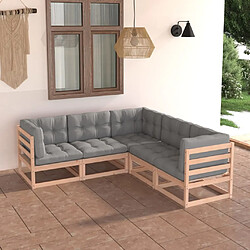 Maison Chic Salon de jardin 5 pcs + coussins - Mobilier/Meubles de jardin - Table et chaises d'extérieur Bois de pin massif -MN54687