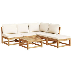 vidaXL Salon de jardin 6 pcs avec coussins bois d'acacia solide