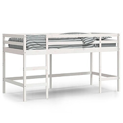 Vidaxl Lit mezzanine enfants échelle blanc 80x200 cm bois pin massif