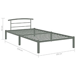 vidaXL Cadre de lit sans matelas gris métal 90x200 cm pas cher