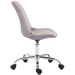 Decoshop26 Chaise de bureau sur roulettes en tissu velours gris BUR10352