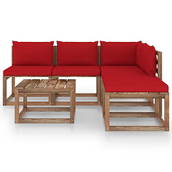 vidaXL Salon palette de jardin 6 pcs et coussins Bois de pin imprégné