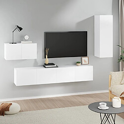 vidaXL Ensemble de meubles TV 4 pcs Blanc Bois d'ingénierie