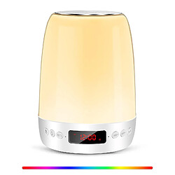 Universal Lampe de chevet, lumière de nuit avec haut-parleur Bluetooth, lumière LED, lampe de bureau, lumière de nuit pour enfants, lumière de nuit pour bébés, lumière pour adultes, FM, dimmable, chambre à coucher, salon, sommeil, (blanc)