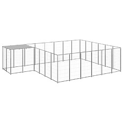 Helloshop26 Chenil extérieur cage enclos parc animaux chien argenté 12,1 m² acier 02_0000237