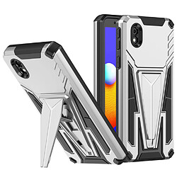 Coque en TPU anti-rayures, flexible, en forme de V, antichoc avec béquille argent pour votre Samsung Galaxy A10s