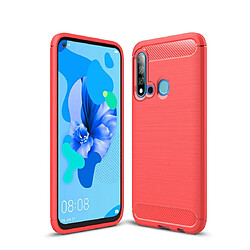 Wewoo Coque TPU en fibre de carbone à texture brossée pour Huawei Nova5i / P20 Lite 2019 rouge